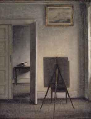 Vilhelm Hammershoi Interior with the Artists Easel Norge oil painting art